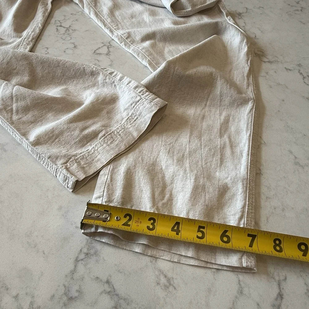 H&M Linen Cotton Joggers Pants Pull On Drawstring Tapered Womens M Natural Beige